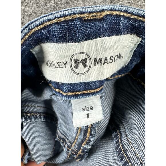 Ashley Mason Blue Floral Distressed Denim Skinny Jeans Junior's Size 1 - Picture 10 of 11